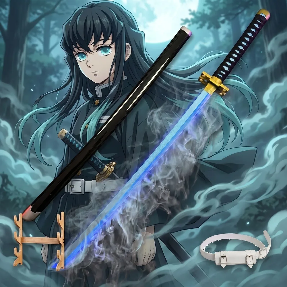 Cosplay Prop Dagger - 鬼滅の刃 104cm 40インチ トリプルスタイルコンボ プラスチック製LEDスモークフォグエフェクト刀 安全な非研磨コスプレディスプレイ写真撮影用小道具
