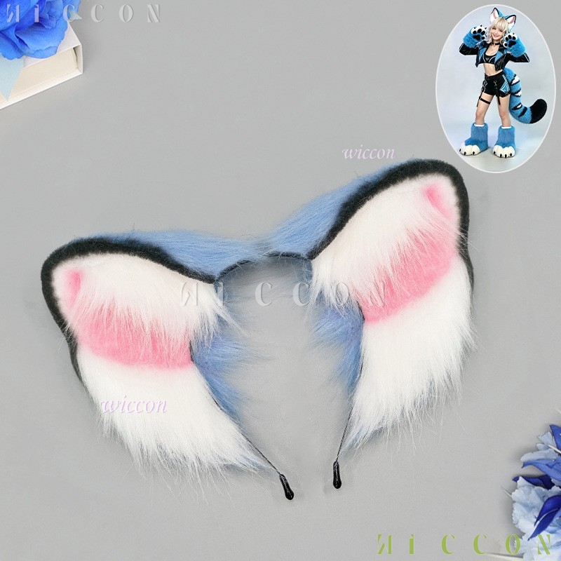 ダーピーブルーティガーの着ぐるみ耳と尻尾セット、柔らかいフェ - Cosplay Prop のレビューと価格